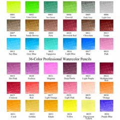 36 Watercolor Pencils Set Water Soluble Artist Drawing Pencils Adult Coloring