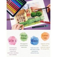 MUNGYO Watercolor Crayons Professional Crayons 24 Colors Premium Crayon Sticks