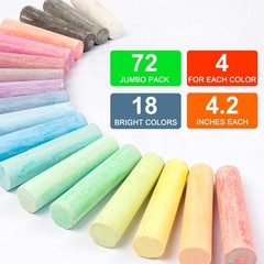 Feela Jumbo Sidewalk Chalk 72 Pack Non-Toxic Outdoor Chalk Set For Kids 18