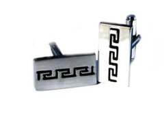 Classic Greek Key Design Polished Cuff Links