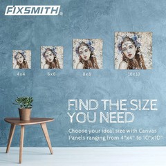 FIXSMITH Canvas Boards for Painting, Multi Pack- 4×4,6×6,8×8,10×10 (8 of Each),3