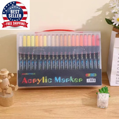 Professional Art Use 24-120Colors Acrylic Paint Markers, Dual-Tip Fine and Brush