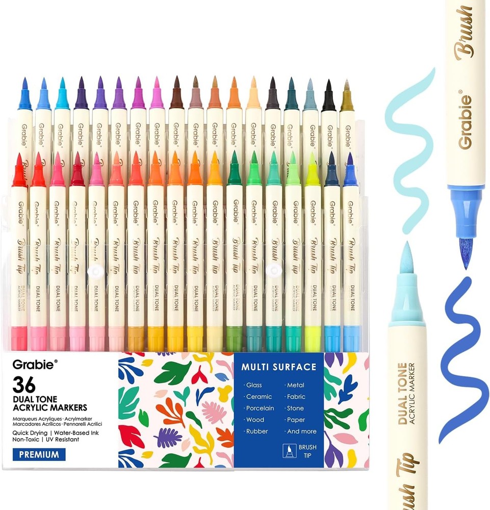 72 Colors Acrylic Paint Markers, Soft Brush Tip Acrylic Markers Set, Water Ba…