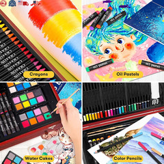 150-Piece Deluxe Wooden Art Set for Drawing and Painting Crafts