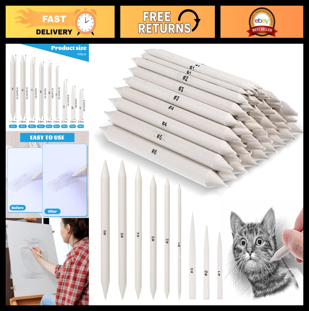 108 PCS Blending Stumps & Tortillions Set – Oil Pastel & Colored Pencil Blender