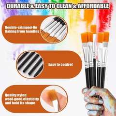 30 Pcs Kids Paint Brushes, Soft, Easy Clean, Short, Flat, Preschool, Acrylic