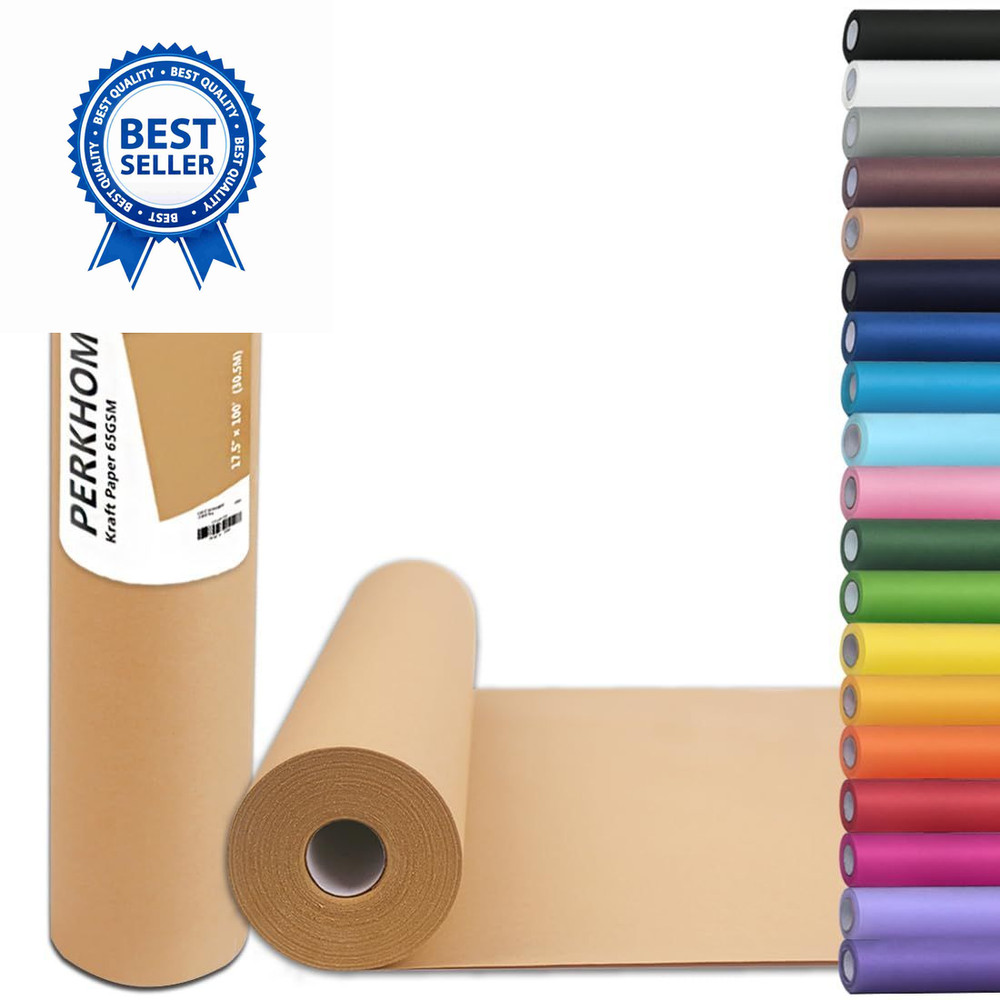 PerkHomy Brown Kraft Paper Roll 17.5″ x 1,200″ (100′) for x 100′,