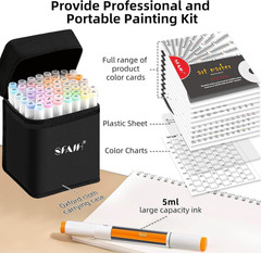 Pastel Alcohol Markers Brush Tip – 51 Brush & Fine Dual Tip Art Markers for Arti