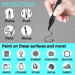8-Pack Black Acrylic Paint Markers – Extra Fine Tip 0.7mm by Utillo Craft