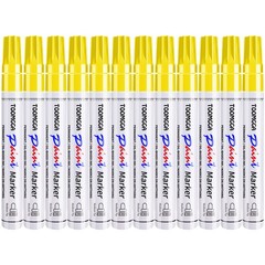 Yellow Permanent Paint Pens Paint Markers 12 Pack Oil Based Markers, Quick D…