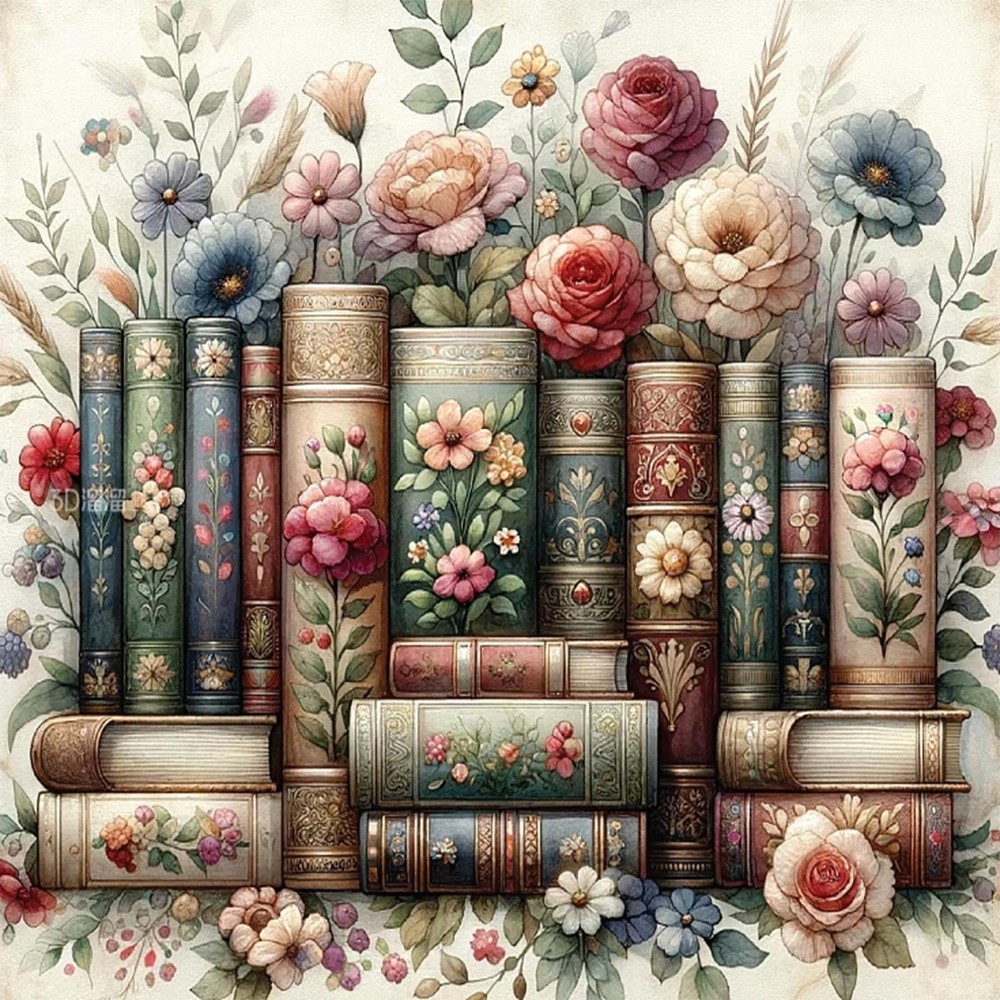 Book Diamond Art Kits for Adults, Book Flowers Diamond Painting Kits for BeginE