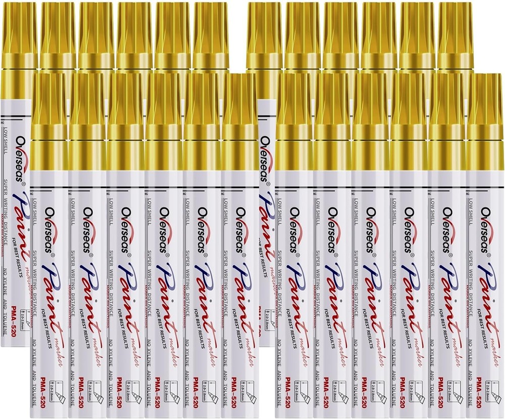Overseas Gold Paint Pens Permanent Markers 24 Pcs, 1 Count (Pack of 24),