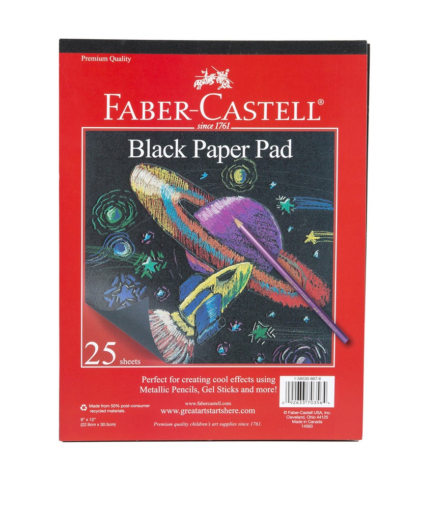 Faber Castell 9×12 Inch Black Sketch Pad 25 Sheets Acid Free Heavyweight Paper