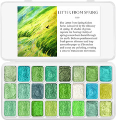 Mini Glitter Watercolor Paint Set with Paper, 24 Colors Shimmer Metallic