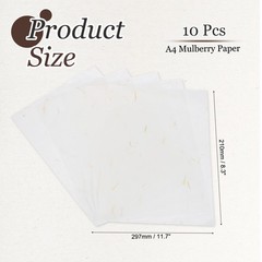 10Pcs A4 Mulberry Paper Sheets for Calligraphy, Yellow Flowers 8.3″ x 11.7″