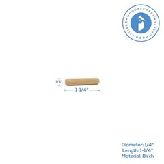 Wood Dowel Pins 1-1/4 inch x 1/4 inch Fluted, for Furniture & Crafts|Woodpeckers