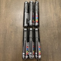 6 Packs Black 8.0mm UNI POSCA Paint Marker PC-8k Chisel Tip/Bold Line #55 -Open