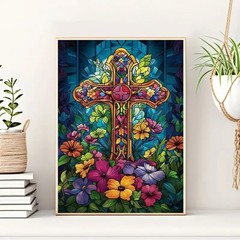 Cross Flower Diamond Art Kits for Adults, 5D Diamond Painting Kits for Adults Be