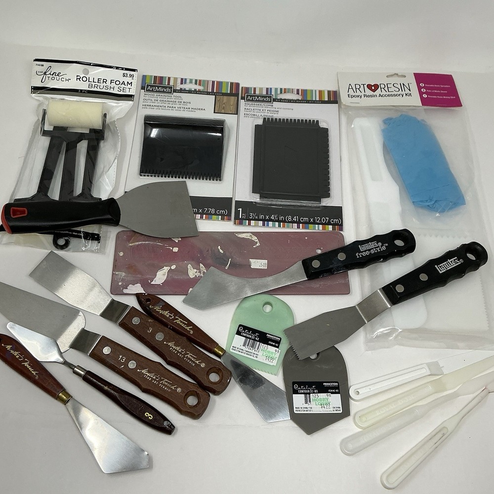 21 Pc Art Paint Spatula Palette Knife Resin Mixing Roller Tool Set