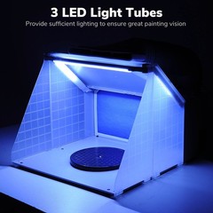 Portable Airbrush Paint Spray Booth 3 LED Light Tubes Exhaust Filter Extractor