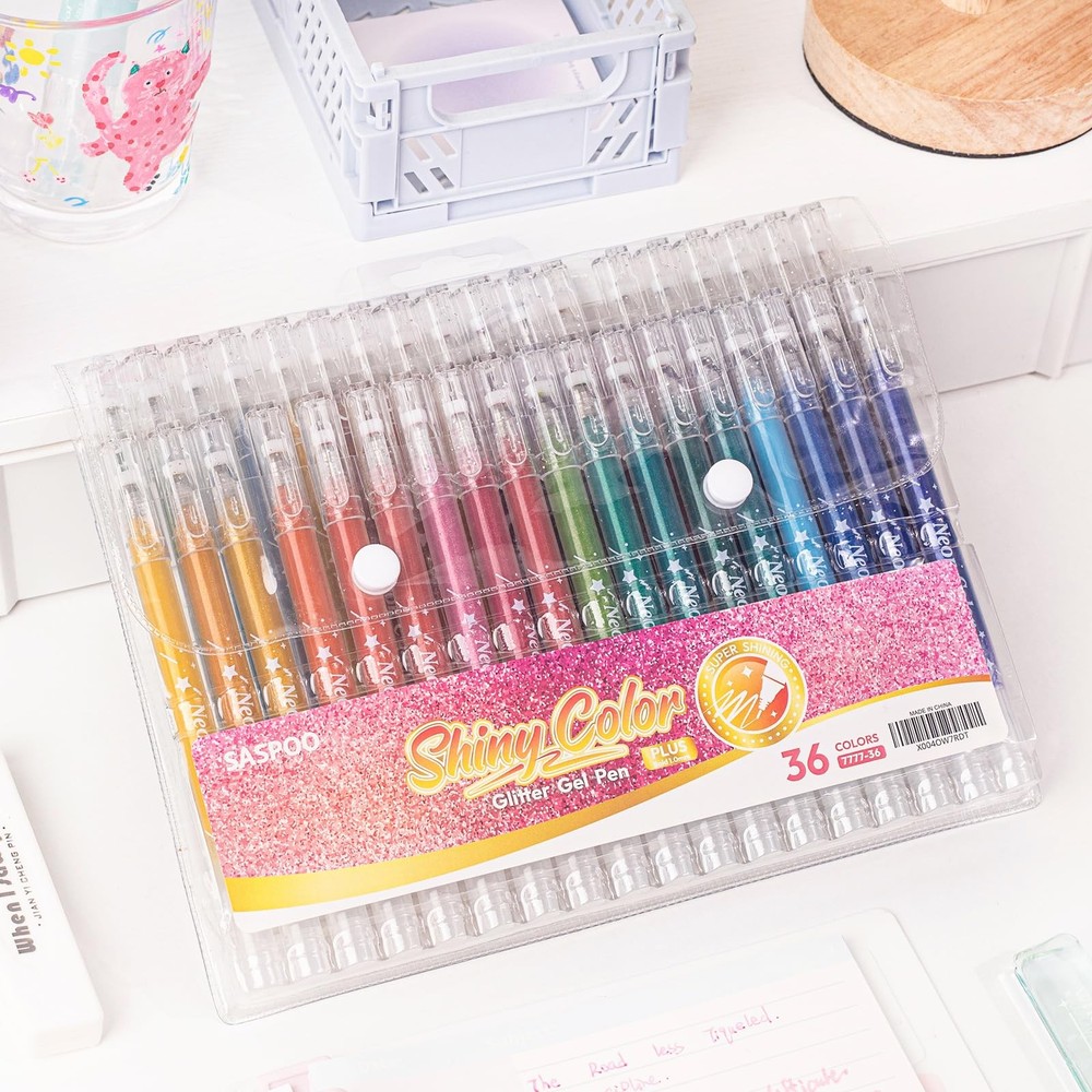 SASPOO glitter gel pen 36 Colors,Metallic 1 Count (Pack of 36), Multicolor