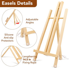 3 Pack 15 Inch Wood Easels, Easel Stand for Painting Canvases, Art, and Craft…