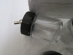 (8) Airbrush 3/4oz Glass Jar Bottles 30° Angle Adaptor Lid Assembly Dual-Action