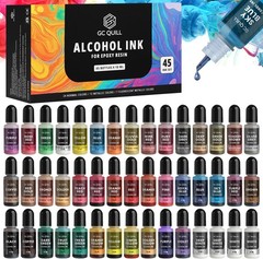 GC QUILL Alcohol Inks for Resin- 43 Colors (12 Metallic, 7 Fluorescent, 24…
