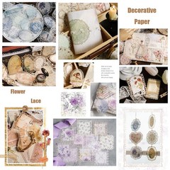 Maxleaf 60Pcs Lace Edged Flower Scrapbook Paper White with colored patterns