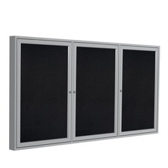 Ghent’s 36″ x 72″ 3 Door Enclosed Rubber Bulletin Board in Black