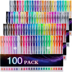 Tanmit 100 Coloring Gel Pens Set for Adults Coloring Books- Gel Colored Pen for