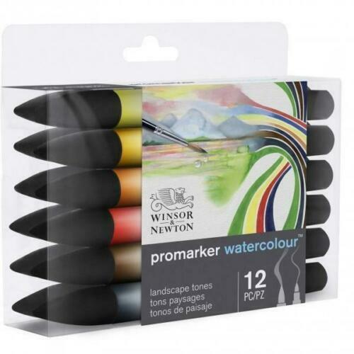 Winsor & Newton Promarker Watercolour Twin Tip Markers 12 Colour Landscape Tones