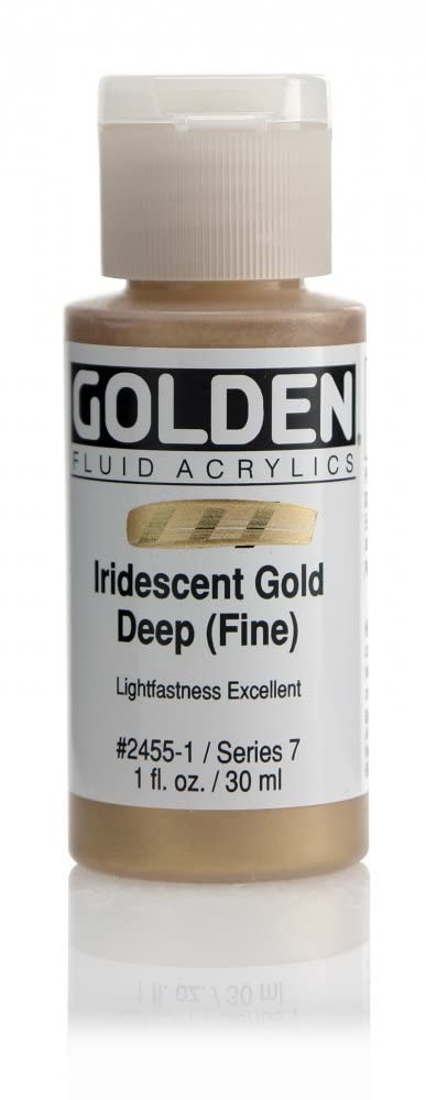 Fluid Acrylics by GOLDEN, Iridescent Gold Deep (Fine), 1 fl. oz. Bottle, Prof…