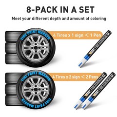 Tire Marker Pens 8 Pack Waterproof Paint Pens for Car Tire Lettering