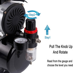 Upgraded Airbrush Single-Piston Oil-Free Mini Compressor ABPST08 with Cooling Fa