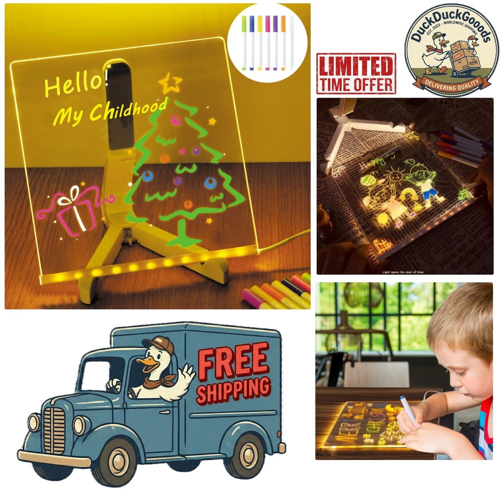 7.9″ LED Drawing Board – Colorful Acrylic Message Board for Kids’ Creativity