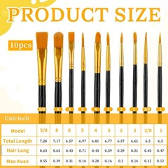 Paint Brushes Palette Set, 10PCS Black & Black, Yellow, White