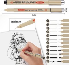 Micro Fineliner Drawing Art Pens: 12 Black Fine Line Waterproof Black,12pcs