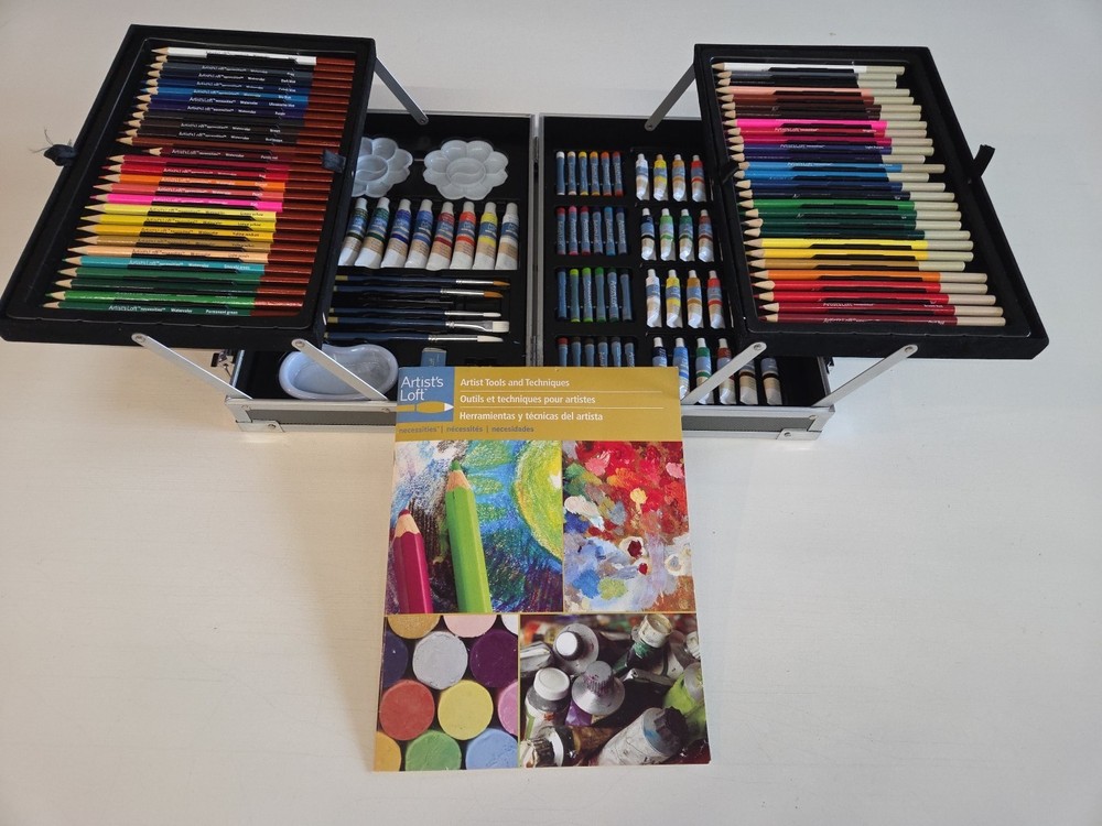 Artist’s Loft All-Media Art Set Barely Used Paint Pencils Brushes Metal Case
