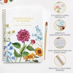 Beautiful Watercolor Workbook for Beginners – Relaxing 6.5 x 9 inches, Floral