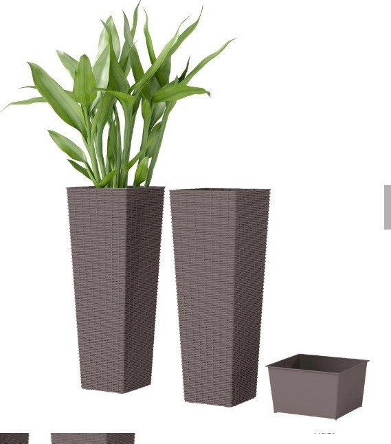 23.6 Inch Tall Planters for Outdoor Plants, Set of 2 Plastic Flower Pots with Dr