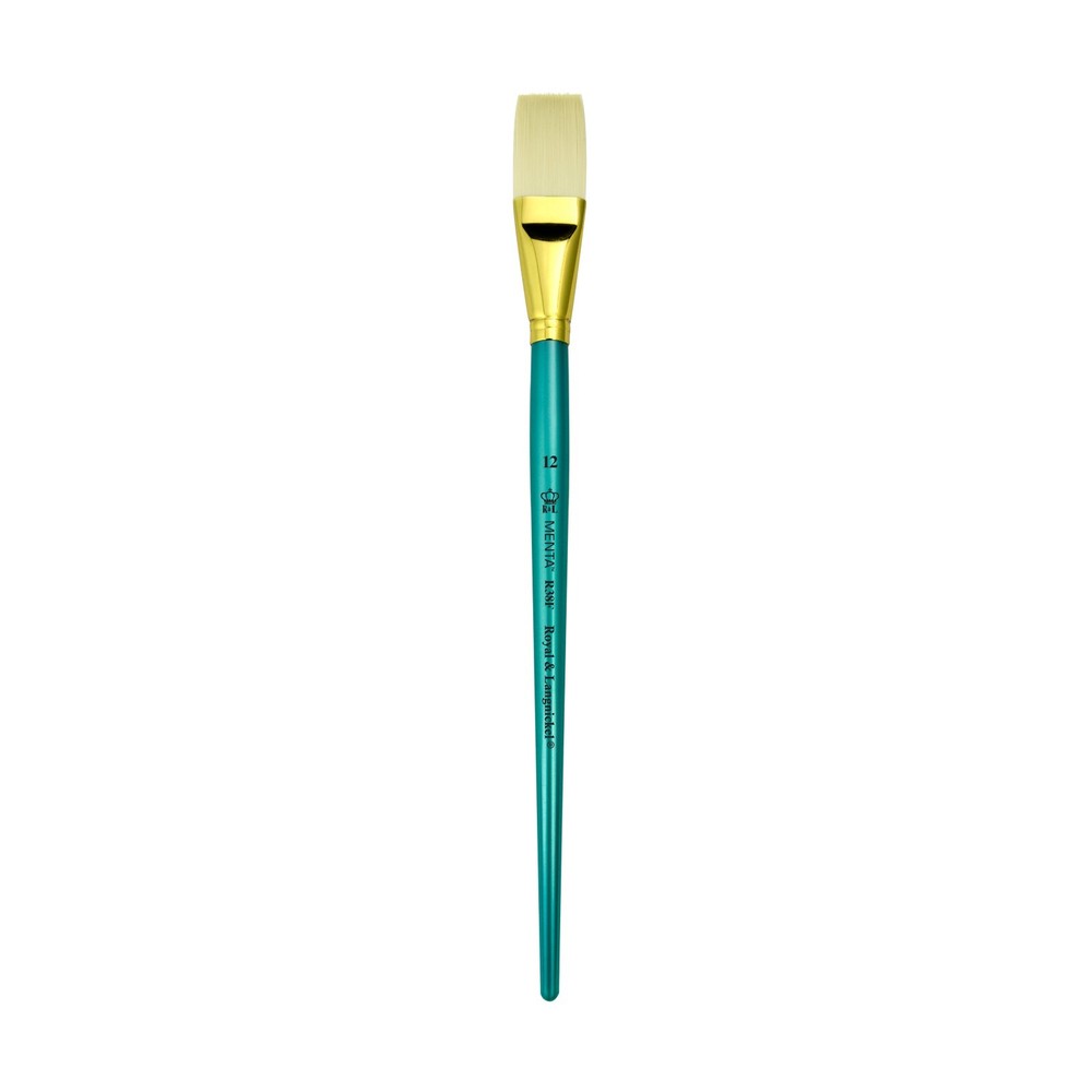 Royal Long Handle Flat Synthetic White Bristle Menta Brush-1, 2,4,6, 8, 10 or 12
