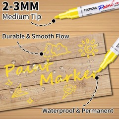 Yellow Permanent Paint Pens Paint Markers 12 Pack Oil Based Markers, Quick D…