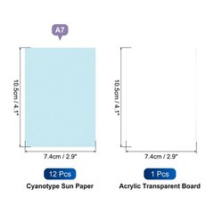 Cyanotype Paper,12 Sheet Sun Print Paper Light Blue Crafts with Board, 2.9×4.1″