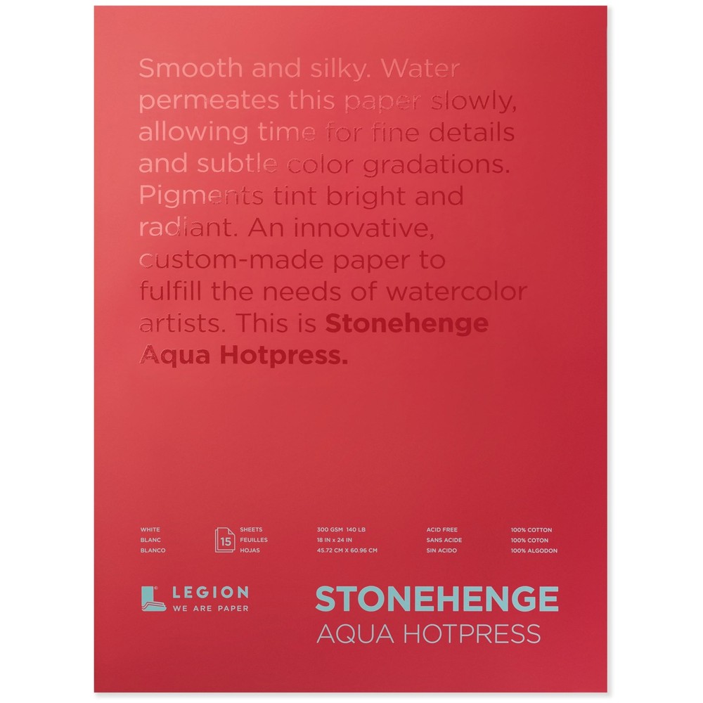 Stonehenge Aqua White Medium Weight Block, 140lb, Hotpress, 18 x 24 Inches, 1…