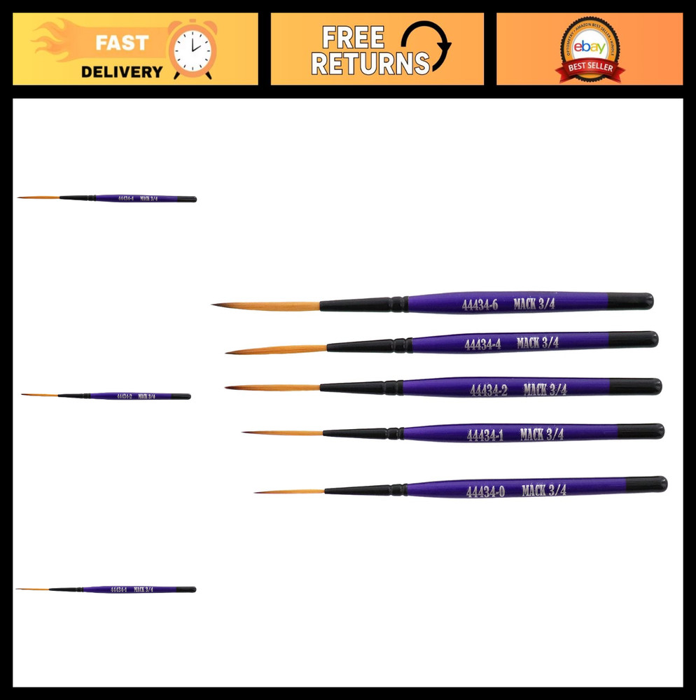 Set of 5 Scrolling Script Pinstriping Brushes Sizes 0-6, 3/4″ Handle, Golden Tak