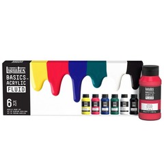 BASICS Acrylic Fluid Paint, 6 x 118ml (4-oz.) Bottle Set
