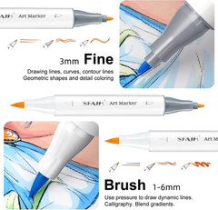 Pastel Alcohol Markers Brush Tip – 51 Brush & Fine Dual Tip Art Markers for Arti