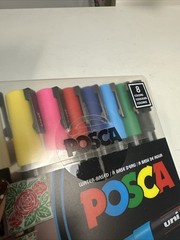 Posca Paint Marker- 8 Count- Black, Red, Pink, White, Green, Blue, Yellow