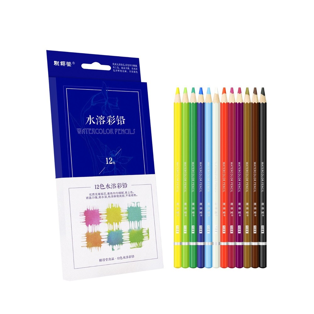 XDT Watercolor Pencils 12 Piece Set, Water-Soluble Pencils, Pro Art Drawing